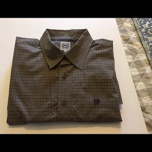 Cinch small plaid brown long sleeve shirt.